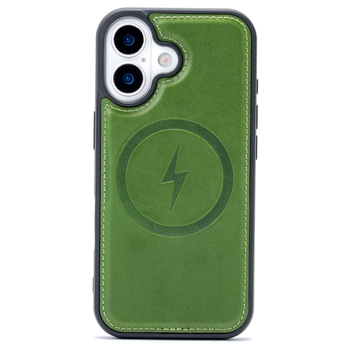 Apple iPhone 17 Case - Olive Green - Genuine Leather MagSafe Back Cover