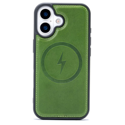 Apple iPhone 17 Case - Olive Green - Genuine Leather MagSafe Back Cover