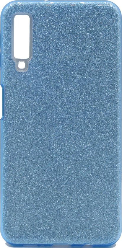 Samsung Galaxy A7 2018 Hoesje - Siliconen Glitter Back Cover - Blauw Back Cover