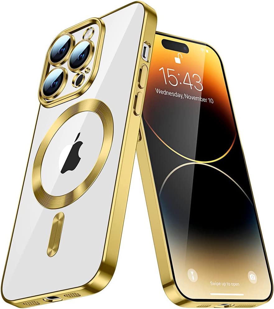 Apple iPhone 14 Pro Max Hoesje - Goud - Siliconen MagSafe Back Cover