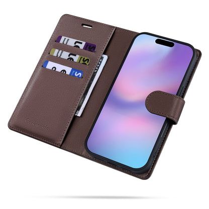 Apple iPhone 18 Pro Hoesje - Mocha Brown - 2 in 1 Velvet Bookcase