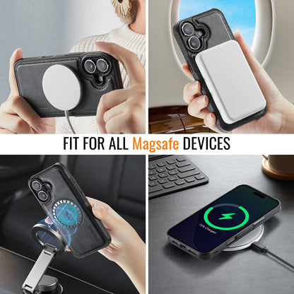 Apple iPhone 16 Hoesje - Charcoal Gray - Kunstleer MagSafe Back Cover