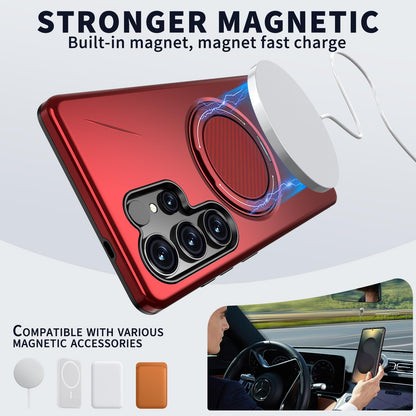 Samsung Galaxy S26 Ultra Hoesje - Rood - Siliconen Ring Kickstand Back Cover