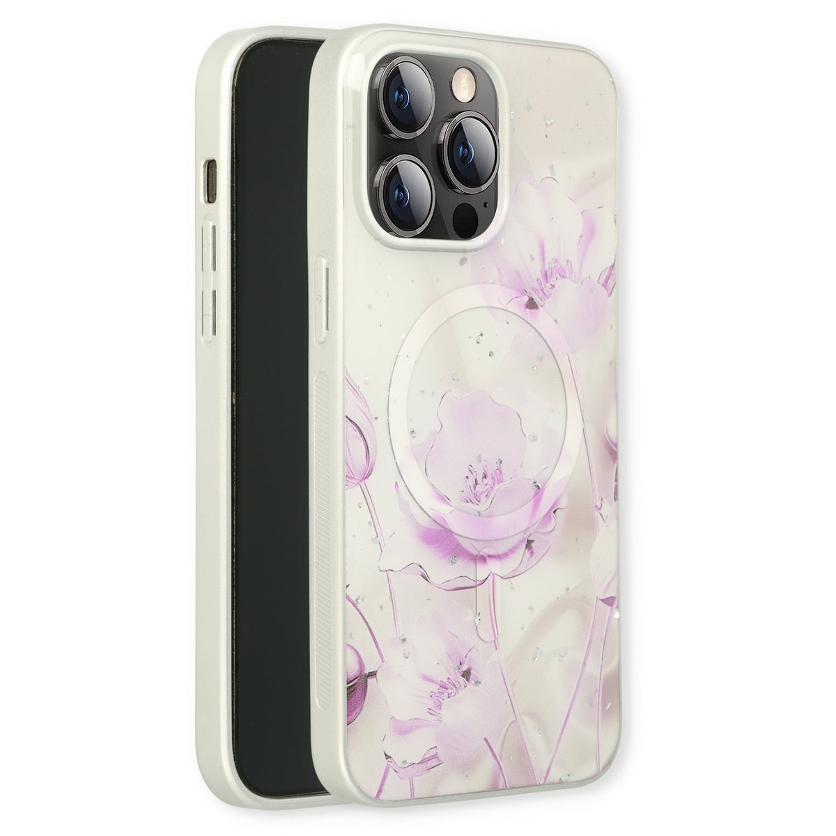 Apple iPhone 15 Pro Max Case - Purple - Silicone Marble MagSafe Back Cover