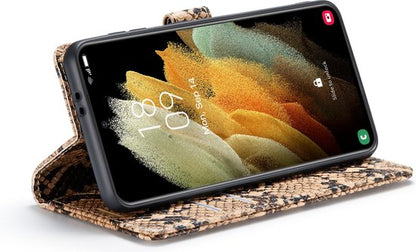 Samsung Galaxy S21 FE Hoesje - Beige - Snake Bookcase