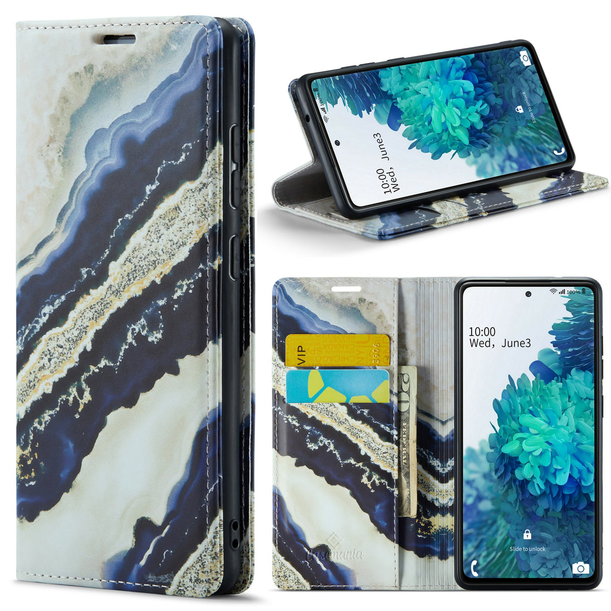 Samsung Galaxy S20 FE Hoesje - Blue Paraiba - Marmer Portemonnee Bookcase