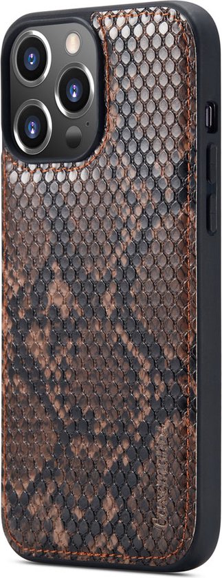 Apple iPhone 13 Pro Max Hoesje - Bruin - Luxe Slangen Bookcase