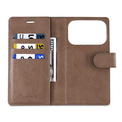 Apple iPhone 18 Pro Hoesje - Mocha Brown - 2 in 1 Lederlook Bookcase