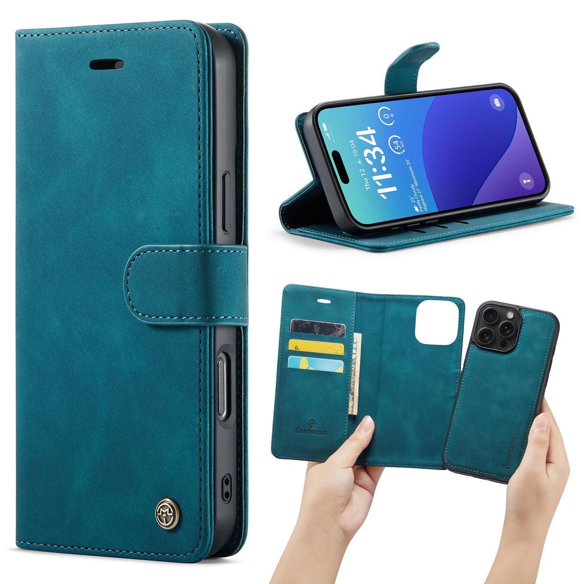 Apple iPhone 16 Pro Hoesje - Emerald Green - 2 in 1 Bookcase