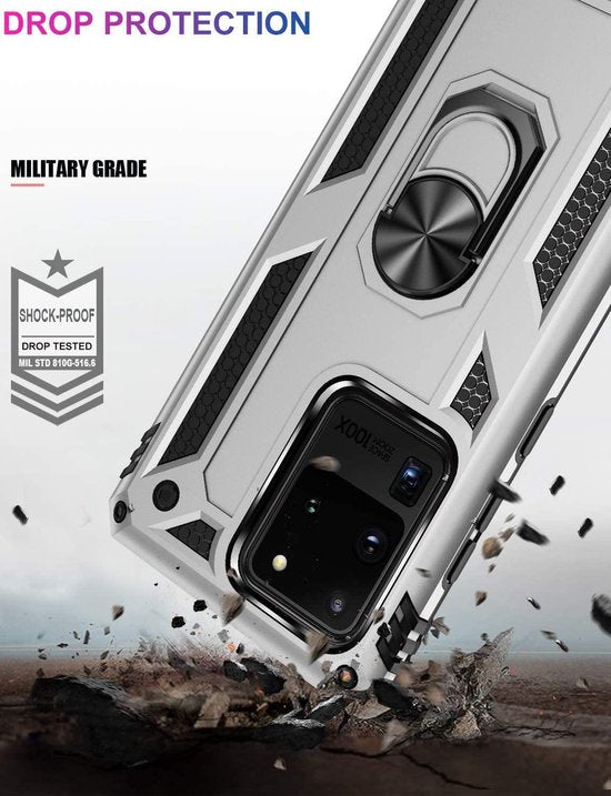 Samsung Galaxy S20 Ultra Hoesje - Grijs - Armor Kickstand Back Cover