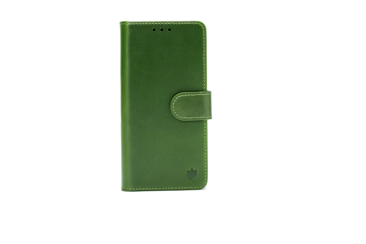 Apple iPhone 17 Pro Max Hoesje - Olive Green - Echt Leren MagSafe Bookcase