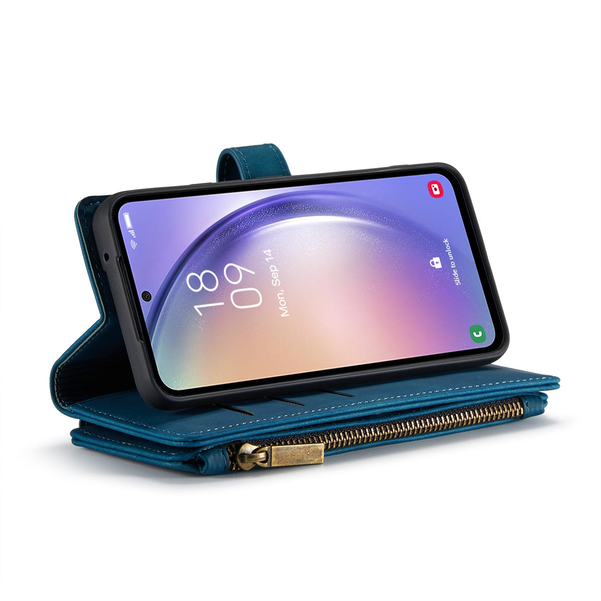 Samsung Galaxy A54 Case - Navy Blue - Luxury Wallet Case with Zipper