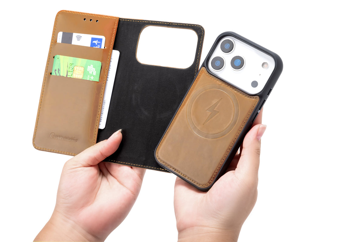 Apple iPhone 18 Pro Hoesje - Sienna Brown - Echt Leren 2 in 1 MagSafe Bookcase