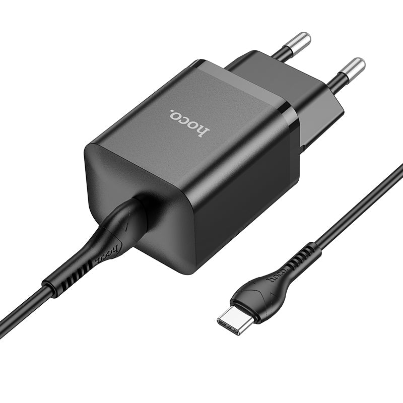 Chargeur rapide USB-C Hoco 20W avec câble USB-C 3 m - Noir