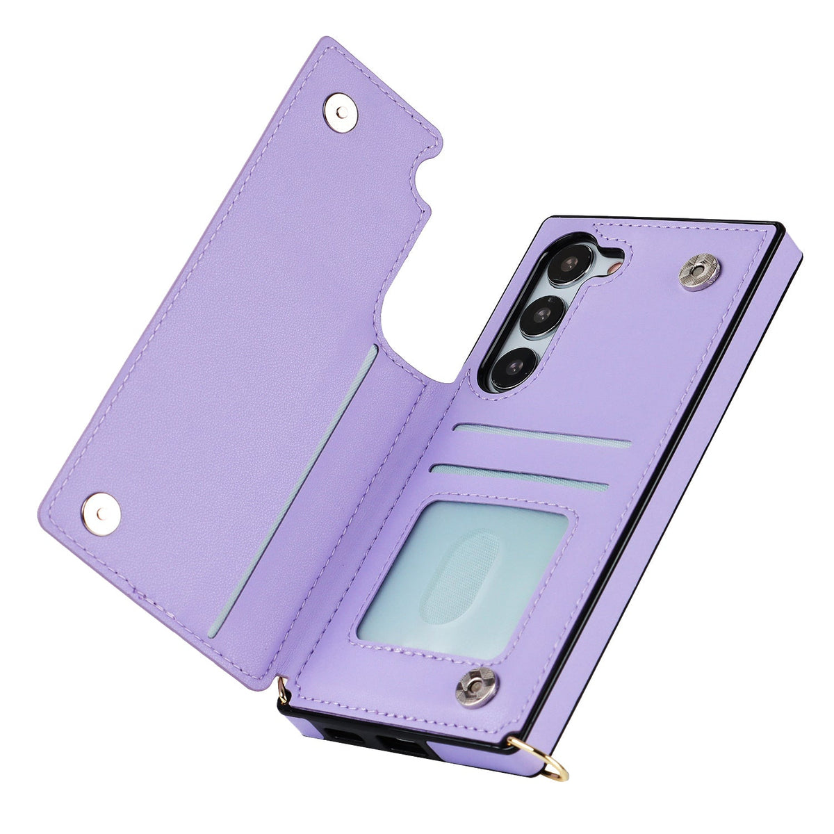 Samsung Galaxy S24 Hoesje - Paars - Luxe Back Cover met Telefoonkoord en Rits