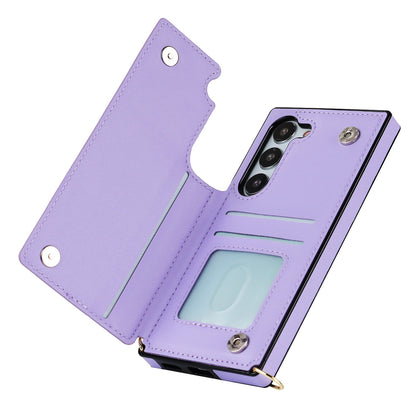 Samsung Galaxy S24 Hoesje - Paars - Luxe Back Cover met Telefoonkoord en Rits