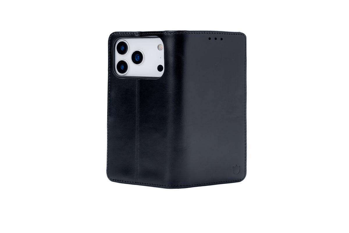 Apple iPhone 18 Pro Max Hoesje - Charcoal Gray - Echt Leren Bookcase