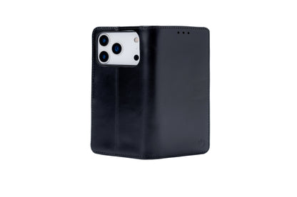 Apple iPhone 18 Pro Hoesje - Charcoal Gray - Echt Leren Bookcase