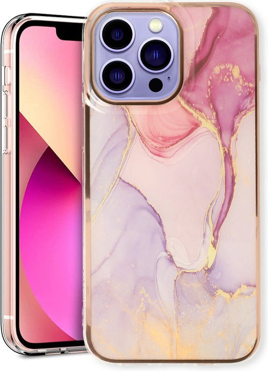 Apple iPhone 13 Pro Max Hoesje - Nova - Siliconen Marmer Back Cover