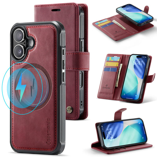 Apple iPhone 17 Hülle - Burgundy Red - Luxus-2-in-1-MagSafe-Klapphülle mit Kartenfach