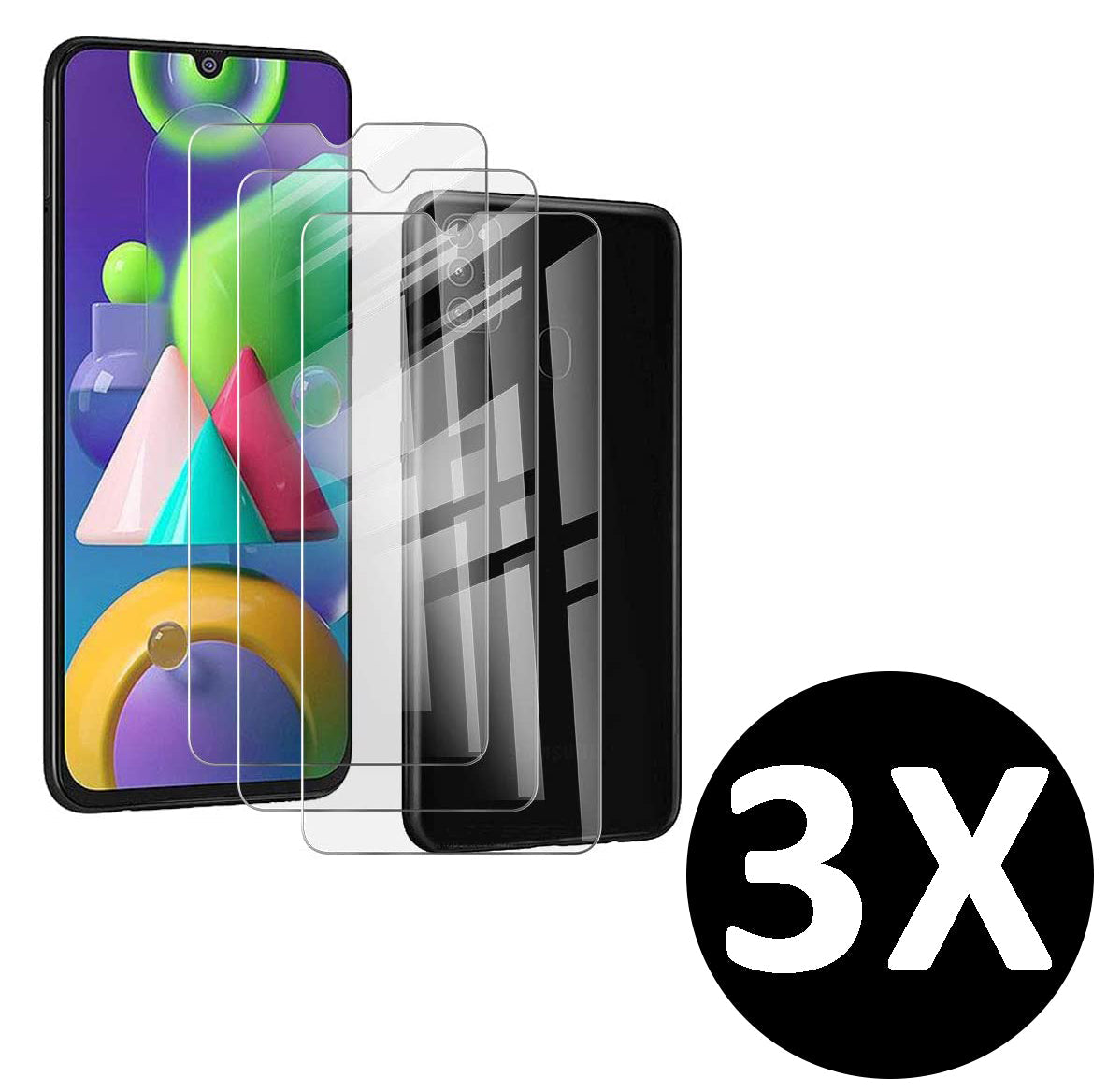 Samsung Galaxy M21 Screenprotector - Tempered Glass - 3 Stuks