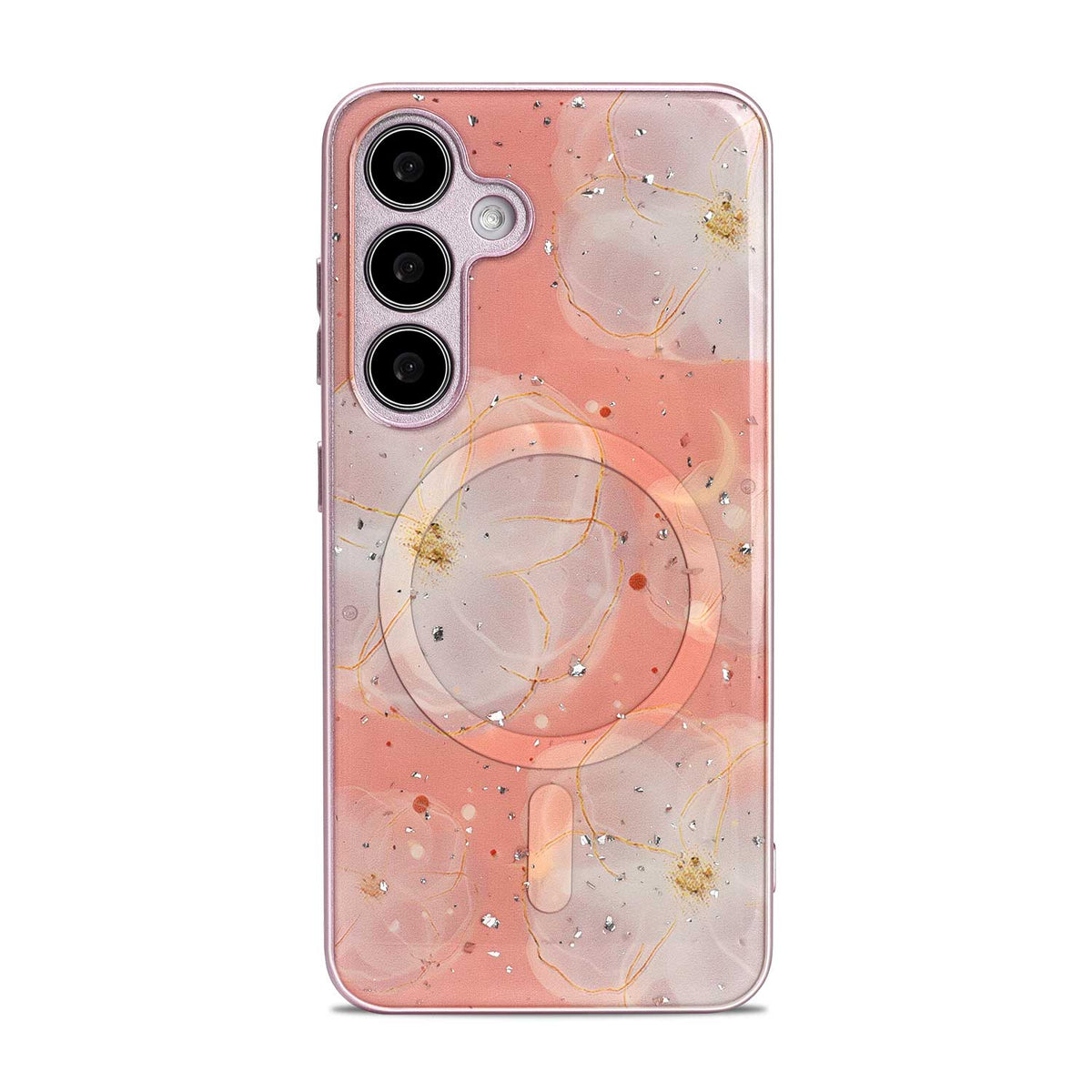 Samsung Galaxy S24 Plus Case - Pink - Silicone Marble MagSafe Back Cover