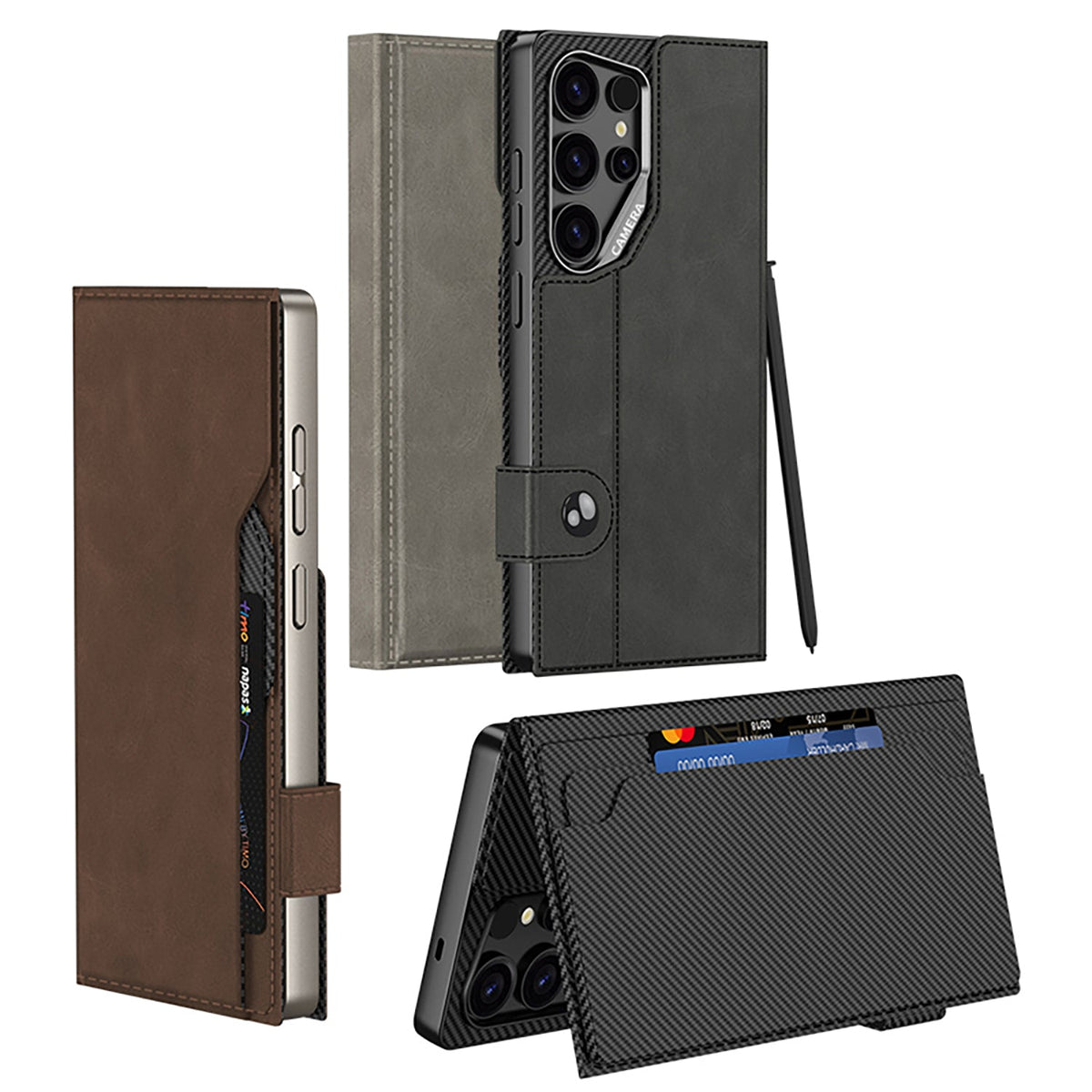 Samsung Galaxy S26 Ultra Hoesje - Carbon - Luxe Kunstlederen Portemonnee Bookcase