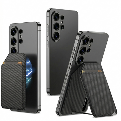 Casemania Magnetisch Pasjeshouder met Kickstand voor Samsung - Carbon