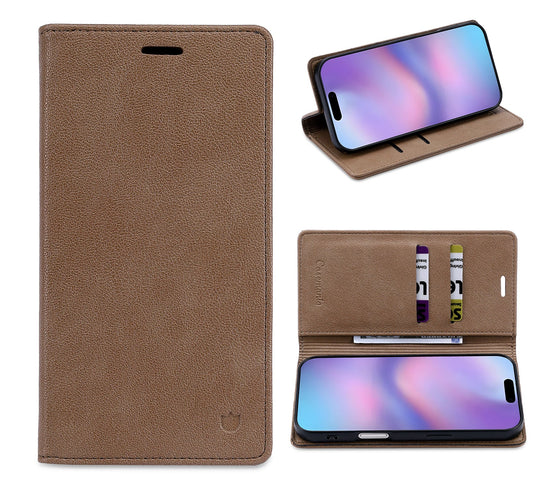 Apple iPhone 14 Case - Mocha Brown - Slim Leather-Look Back Cover