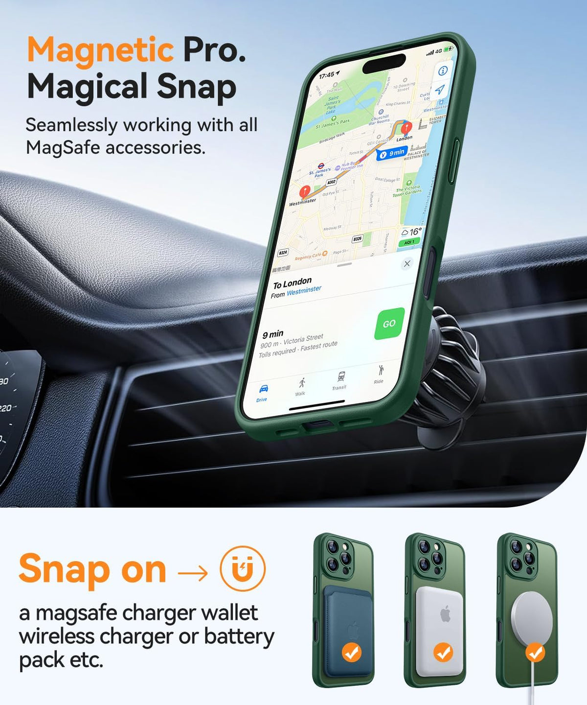 Apple iPhone 16 Pro Max Case - Dark Green - Matte Armour MagSafe Back Cover with Camera Protection