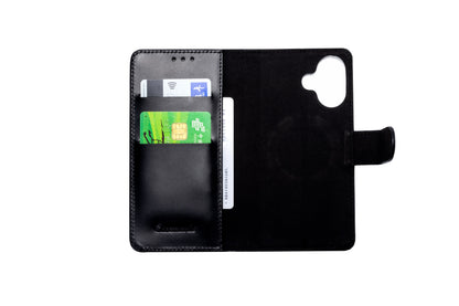 iPhone 17 Hoesje - Charcoal Gray - Echt Leren 2 in 1 Back Cover