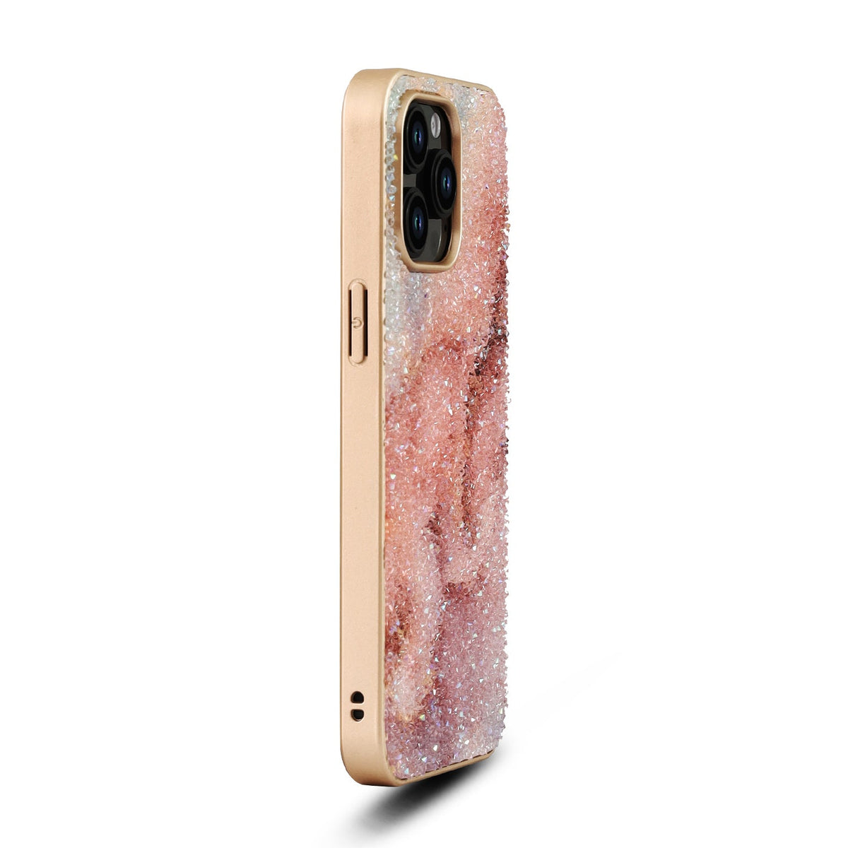 Apple iPhone 15 Pro Hoesje - Roze - Diamant Marmer Glitter Back Cover