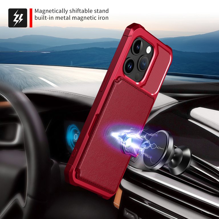 Apple iPhone 15 Pro Max Case - Red - Back Cover with Card Holder