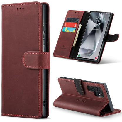 Samsung Galaxy S24 Ultra Hülle - Crimson Red - Echtleder-Klapphülle mit Kartenfach