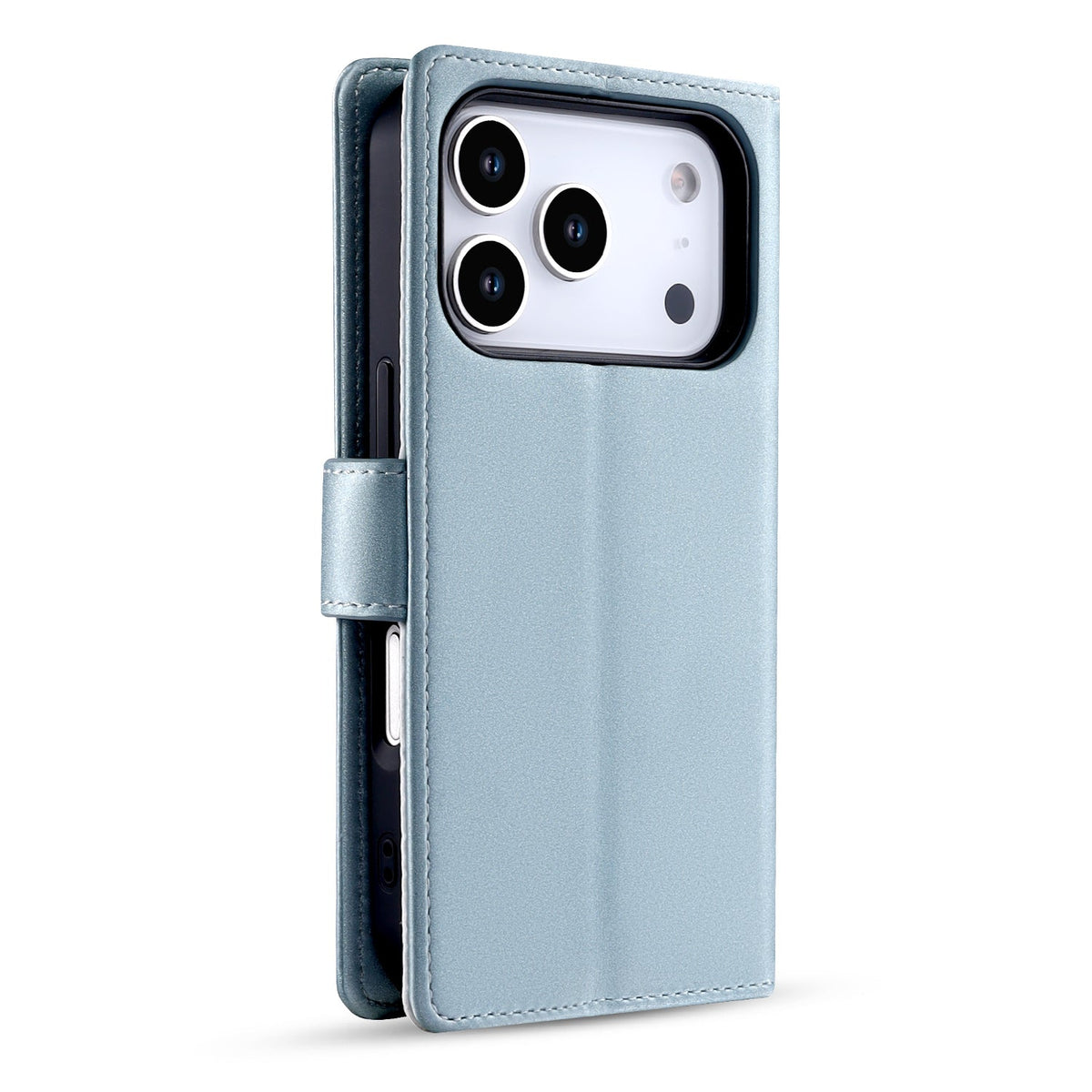 Apple iPhone 17 Pro Hoesje - Baby Blue - 2 in 1 Velvet Bookcase