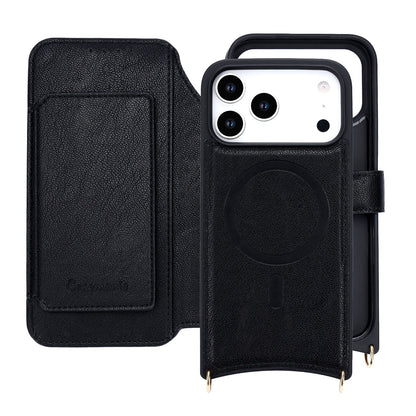 Apple iPhone 18 Pro Max Hoesje - Zwart - 'Amsterdam' Serie 2 in 1 MagSafe Crossbody Cover met Pouch
