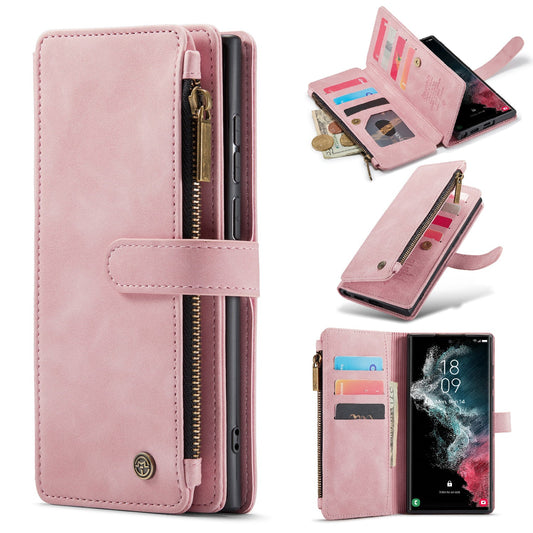 Samsung Galaxy S25 Ultra Case - Pale Pink - Luxury Wallet Case with Zipper