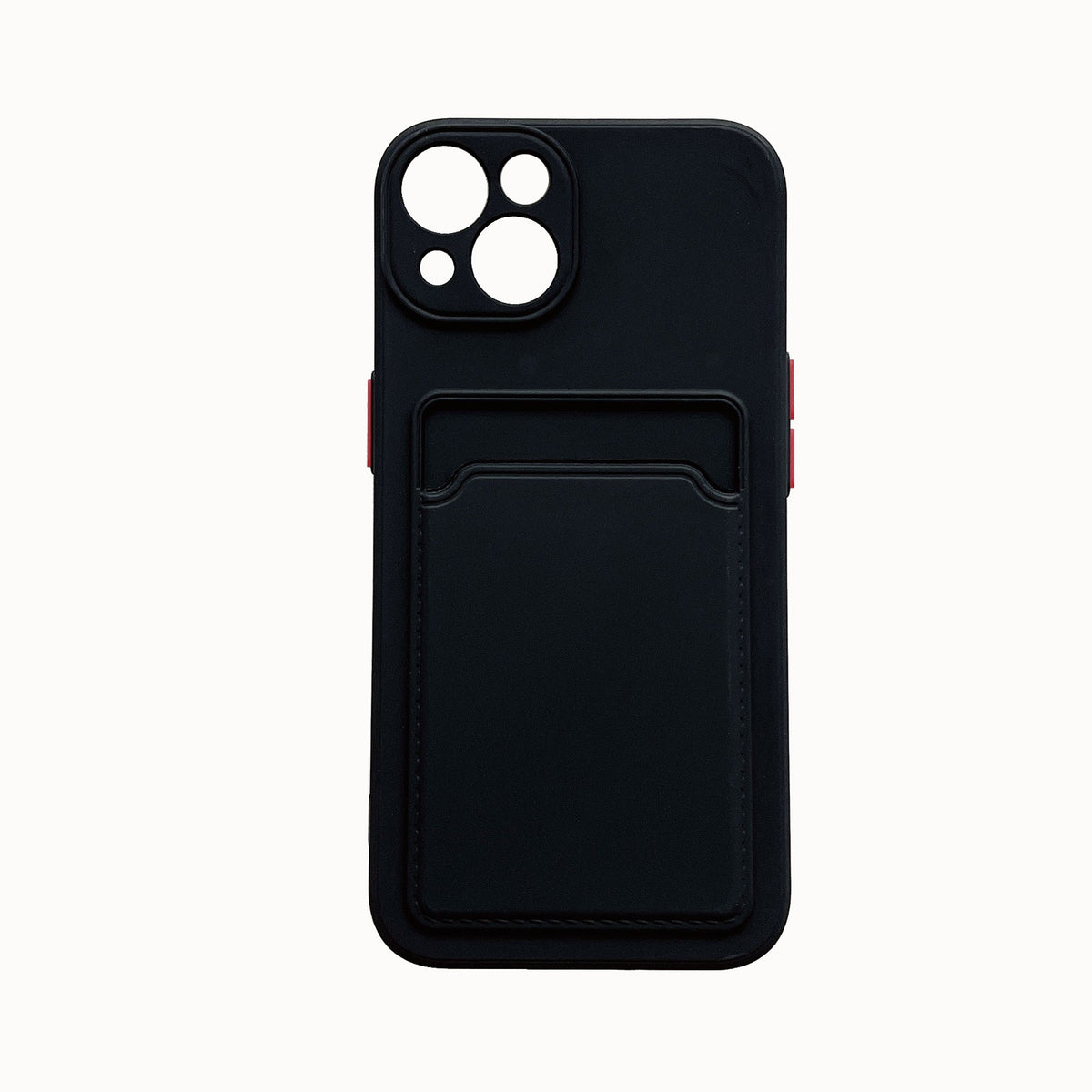 Apple iPhone 15 Plus Hoesje - Zwart - Siliconen Back Cover met Pasjeshouder