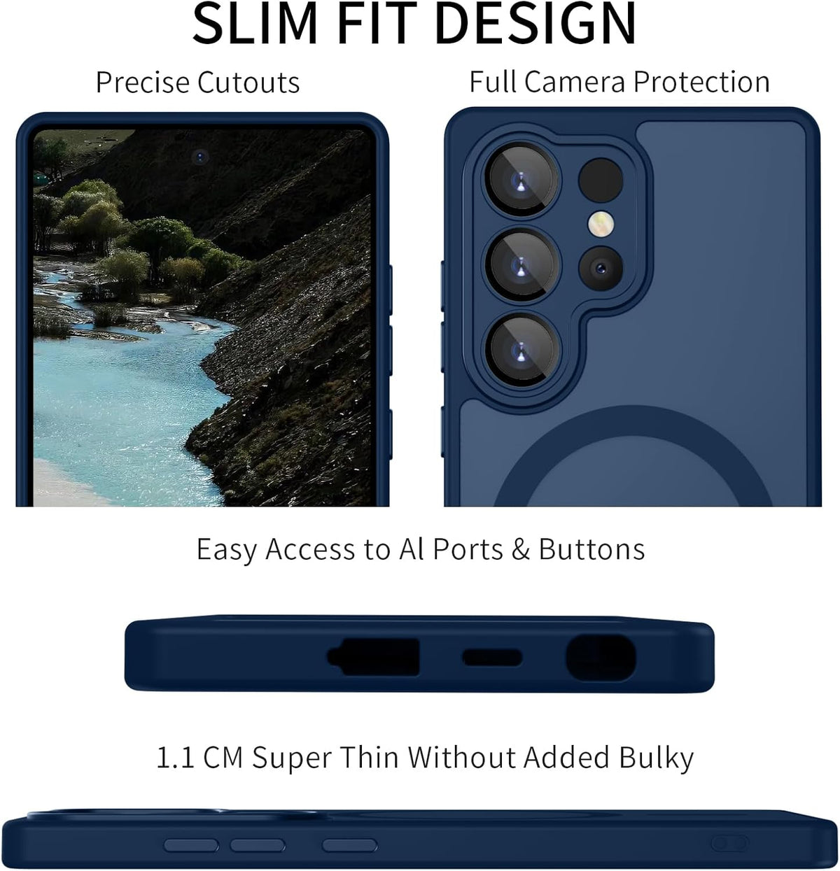 Samsung Galaxy S26 Ultra Hoesje - Donker Blauw - Matte Armor MagSafe Back Cover met Valbescherming