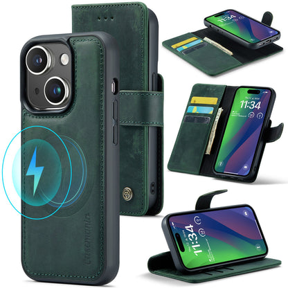 Apple iPhone 15 Plus Hülle - Emerald Green - Echtleder-2-in-1-MagSafe-Klapphülle mit Kartenfach