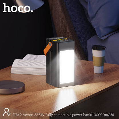 Hoco Powerbank 100.000mAh 22.5W met Ingebouwde Kabels - Zwart