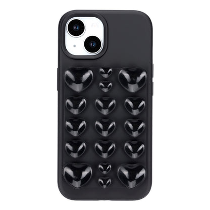 Apple iPhone 14 Hoesje - Zwart - Siliconen Back Cover met Afneembare Hartjes Zuignappen