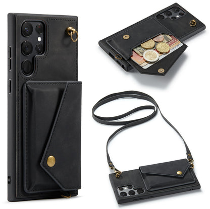 Samsung Galaxy S22 Ultra Case - Charcoal Gray - Luxury Back Cover with Phone Strap