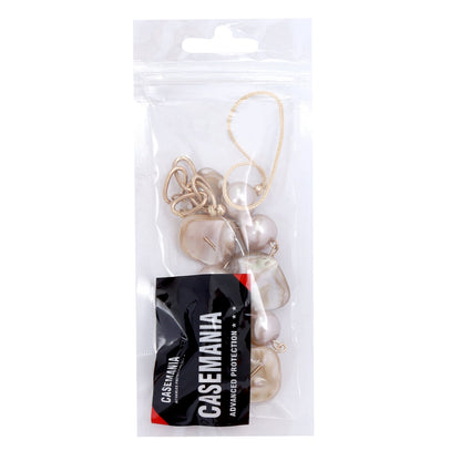 Casemania Universele Telefoonketting - Goudkleurige Schakels & Parelkralen - Polsbandje met Parels - Wristlet Charm Strap - Stevige Mobiele Armband