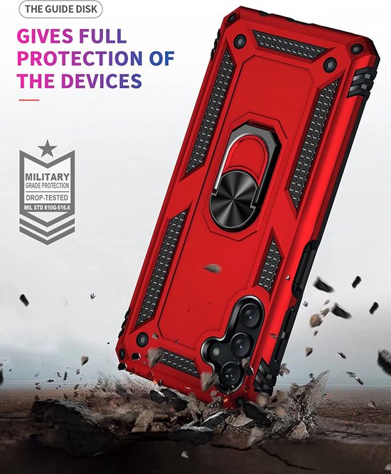 Samsung Galaxy A04s Hoesje - Rood - Armor Kickstand Back Cover