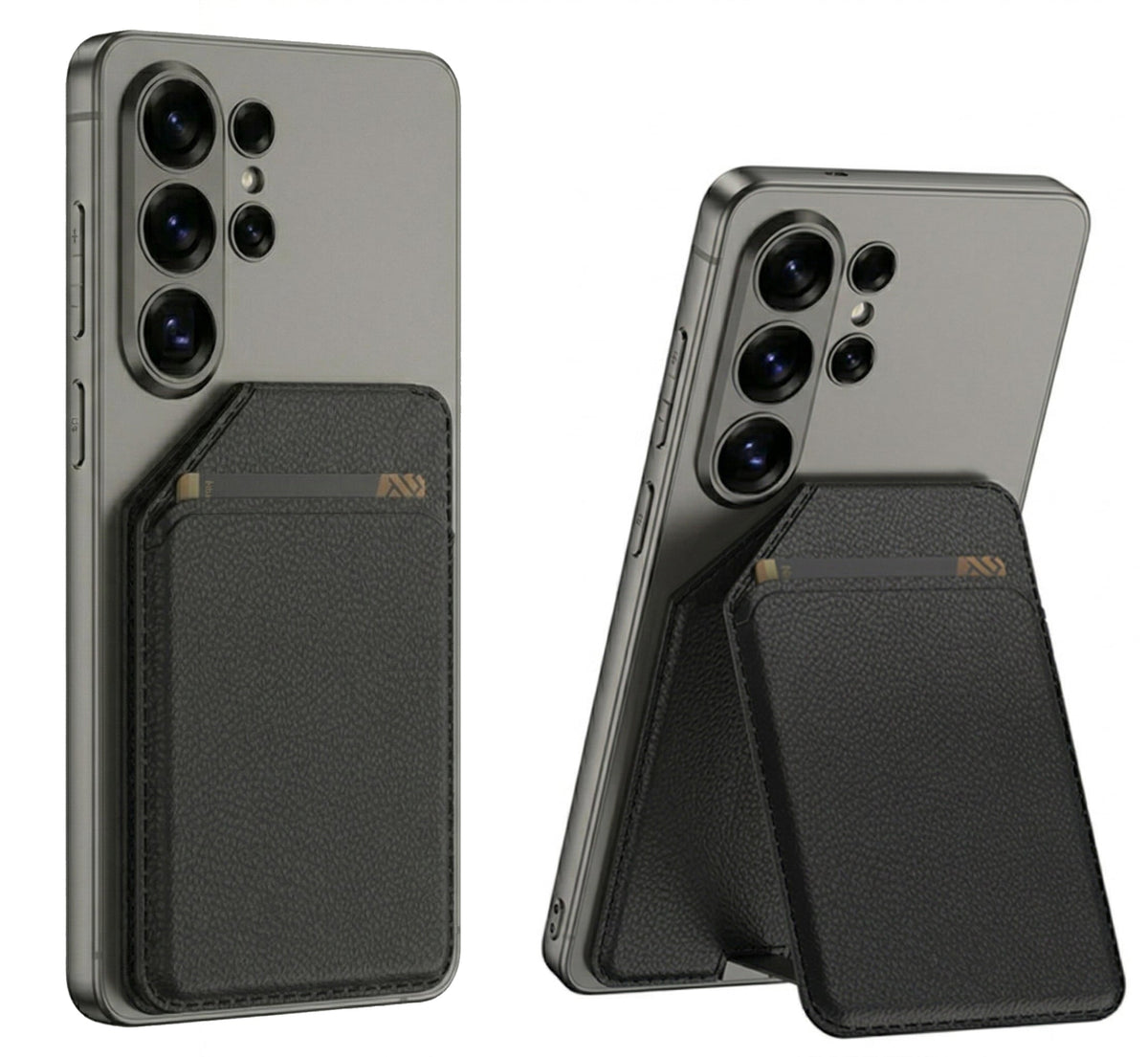 Casemania Magnetisch Pasjeshouder met Kickstand voor Samsung - Onyx Black