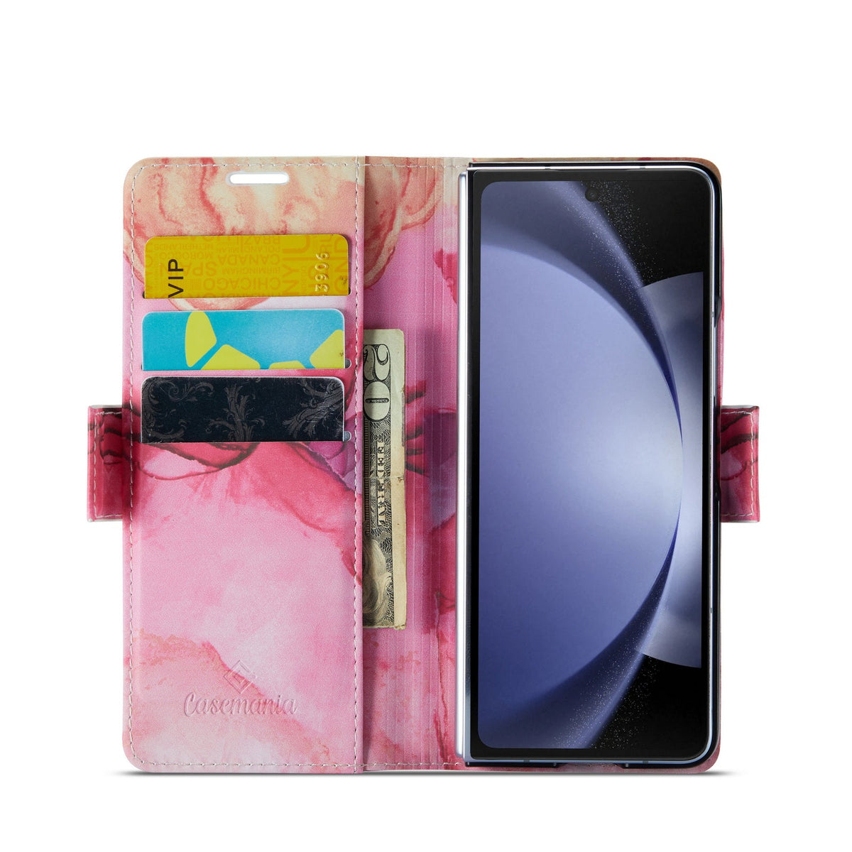 Samsung Galaxy Z Fold 5 Hoesje - Pink Rhodonite - Marmer Portemonnee Bookcase
