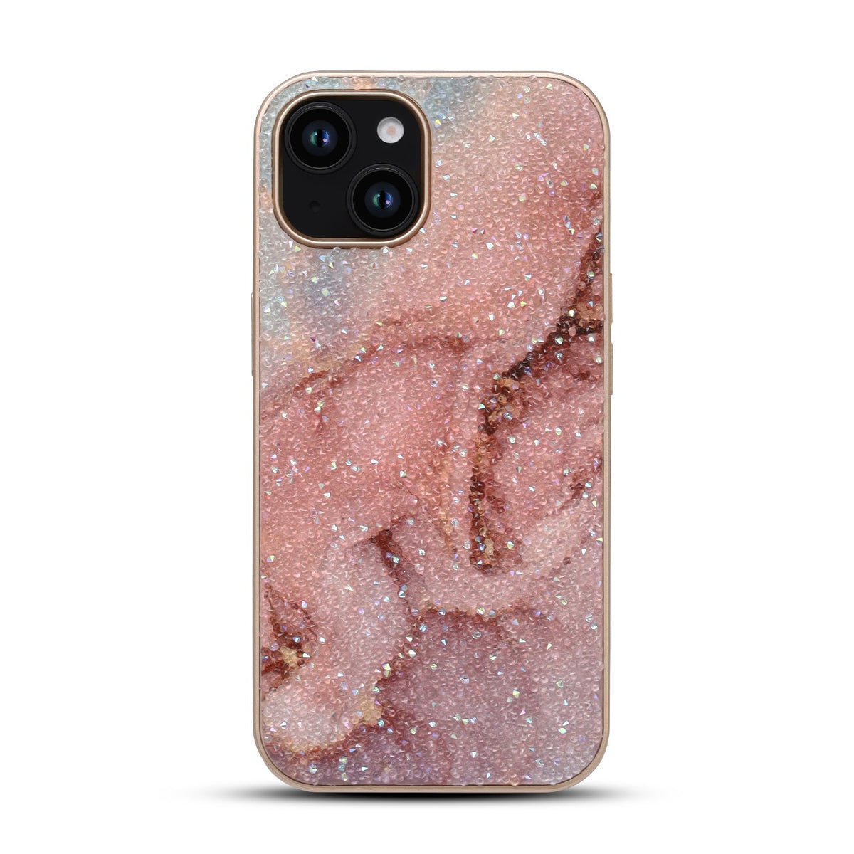 Apple iPhone 11 Hoesje - Roze - Diamant Marmer Glitter Back Cover