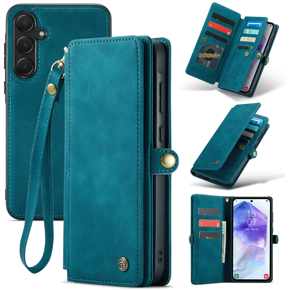 Samsung Galaxy A55 Hoesje - Emerald Green - 2 in 1 Bookcase met 10 Kaart Vakken