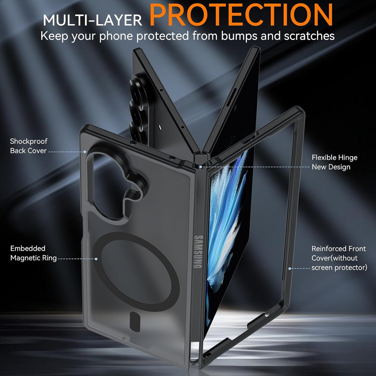 Samsung Galaxy Z Fold8 Ultra Hülle - Schwarz - Mattes Armor-MagSafe-Backcover